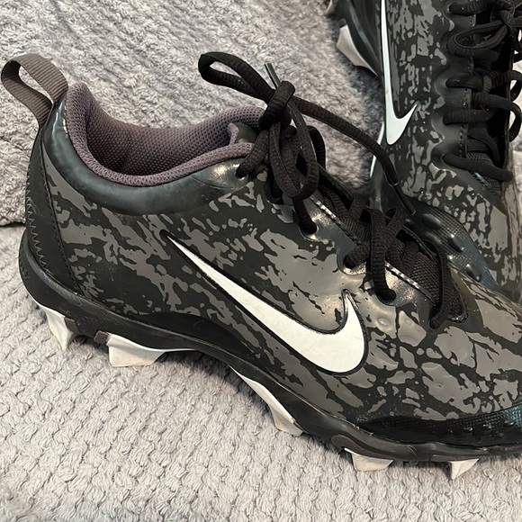 SZ 8 NIKE HYPER DIAMOND CLEATS 2.5 KEYSTONE LOW BLACK THUNDER W GREY - Picture 3 of 8